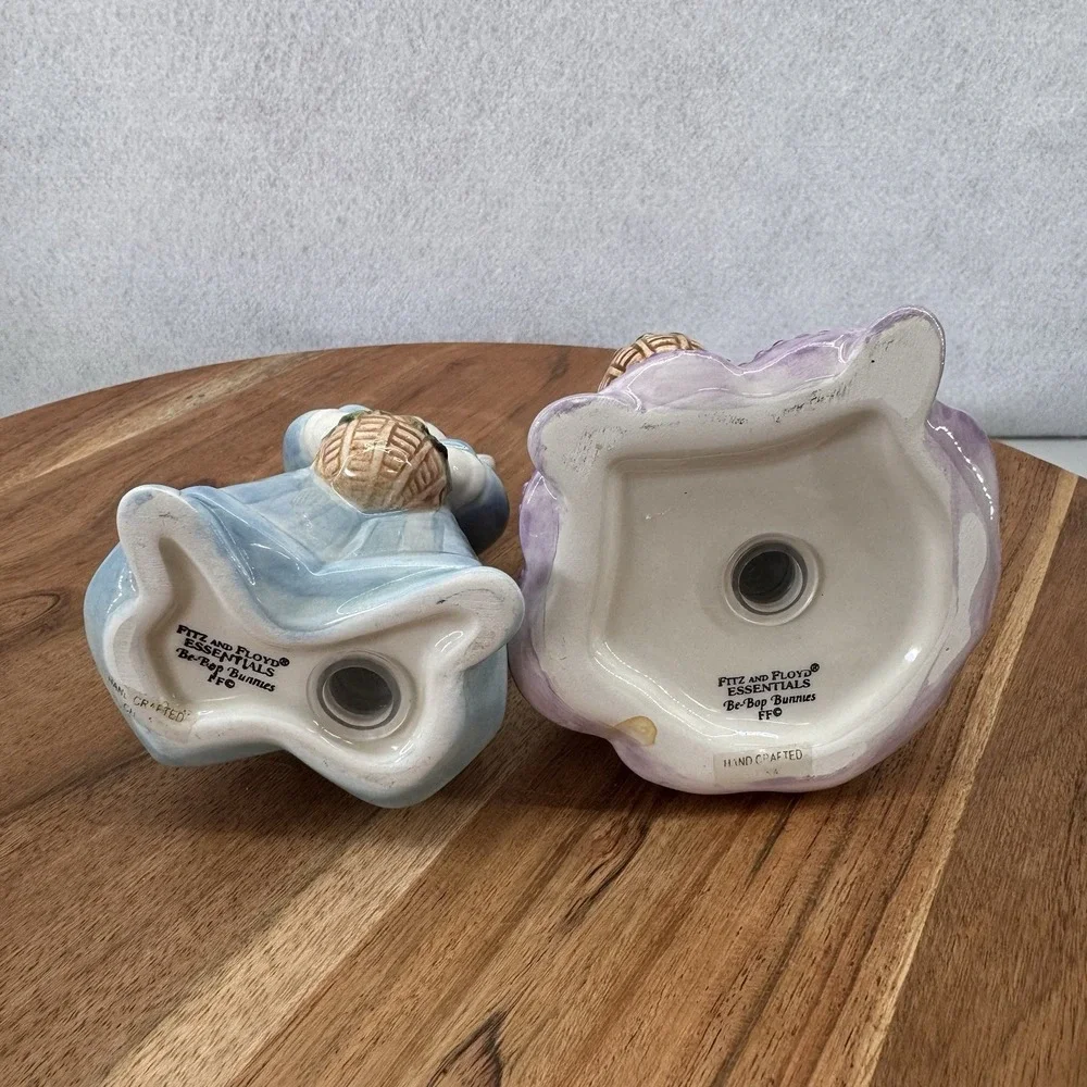 Fitz and Floyd Essentials Be Bop Bunnies Easter Bunny Rabbit Salt Pepper Shakers
